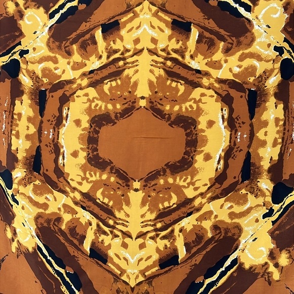 Vintage Vera Neumann Silk Blend Scarf Abstract Kaleidoscope Brown Gold Square - Picture 3 of 9